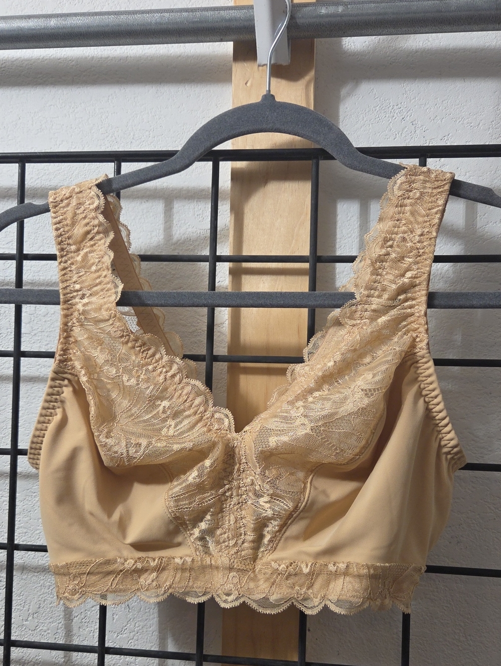 **Breezies Lace Detail Wireless Bralette - Beige